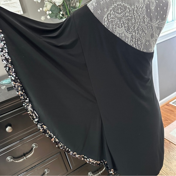 DJ-JAZ Black One-Shoulder Sequin Trim Cocktail Dress Size 10 - Picture 8 of 13